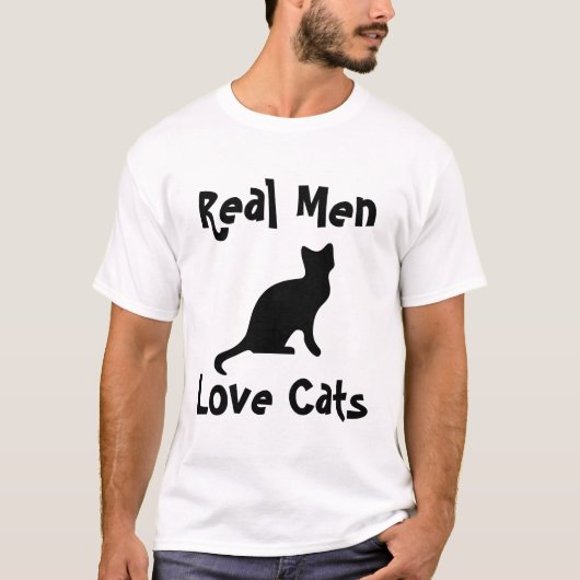 Wirkliches Mann-Liebe-Katzen-Shirt geben Katze T-Shirt (Vorderseite)