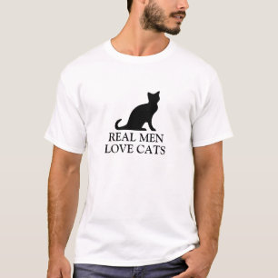 Wirkliches Mann-Liebe-Katzent-shirt   Schwarzweiss T-Shirt