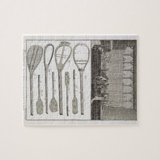 Wirkliches Tennis und der Bau der Schläger, von Puzzle (Horizontal)