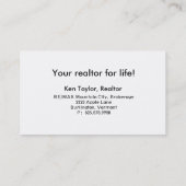 Wirkliches Visitenkarte (Rückseite)