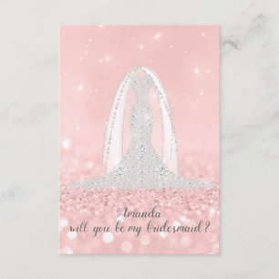 Wirst du Brautjungfer Glitter Graues Kleid Rosa Sc Einladung