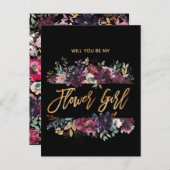 Wirst du mein Blumenmädchen Burgundy Marsala sein? Einladungspostkarte (Vorne/Hinten)