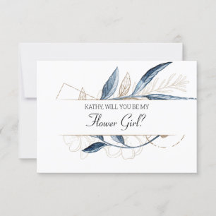 Wirst du mein Blumenmädchen sein Blau Gold Modern