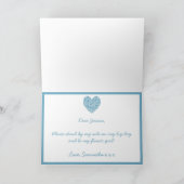 Wirst du mein Blumenmädchen sein? Blue Heart Card Einladung (Innenseite)
