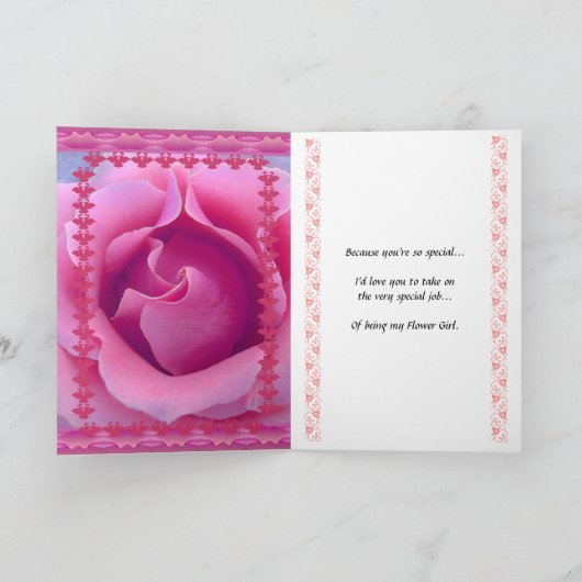 Wirst du mein Blumenmädchen sein? BLUE & PINK Dres Einladung (Innenseite)