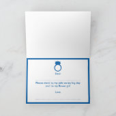 Wirst du mein Blumenmädchen sein? Blue Ring Card Einladung (Innenseite)