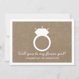 Wirst du mein Blumenmädchen sein? Burlap Ring Card Einladung