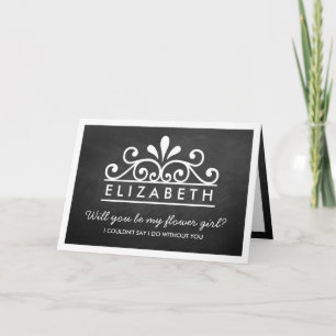 Wirst du mein Blumenmädchen sein? Chalkboard Tiara Einladung