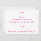 Wirst du mein Blumenmädchen sein? Custom Wedding C Einladung (Rückseite)