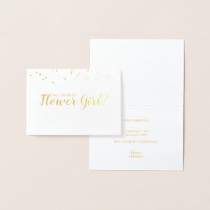 Wirst du mein Blumenmädchen sein? Elegant Confetti Folienkarte