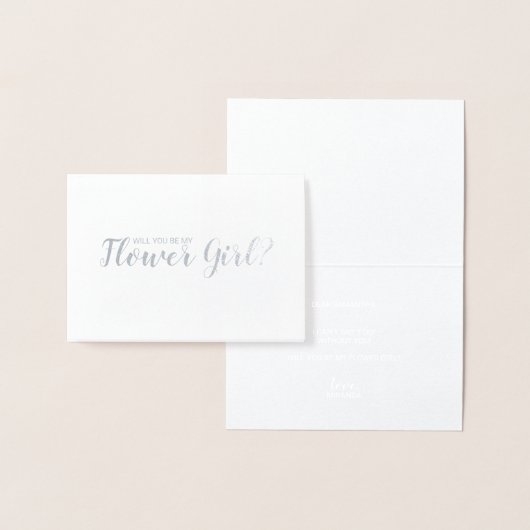 Wirst du mein Blumenmädchen sein? Elegant Silver Folienkarte (Anzeige)