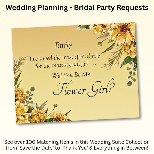 Wirst du mein Blumenmädchen sein? Goldene gelbe Bl