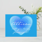 Wirst du mein Blumenmädchen sein? Herz Personalisi Einladung (Stehend Vorderseite)