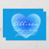 Wirst du mein Blumenmädchen sein? Herz Personalisi Einladung (Vorne/Hinten)