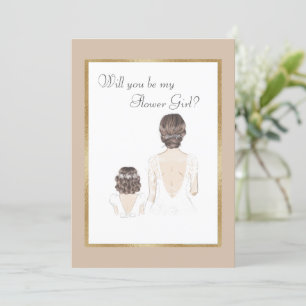 Wirst du mein Blumenmädchen sein Hochzeit Gold Einladung