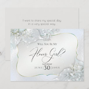Wirst du mein Blumenmädchen sein Icy Blue Schimmer Einladung