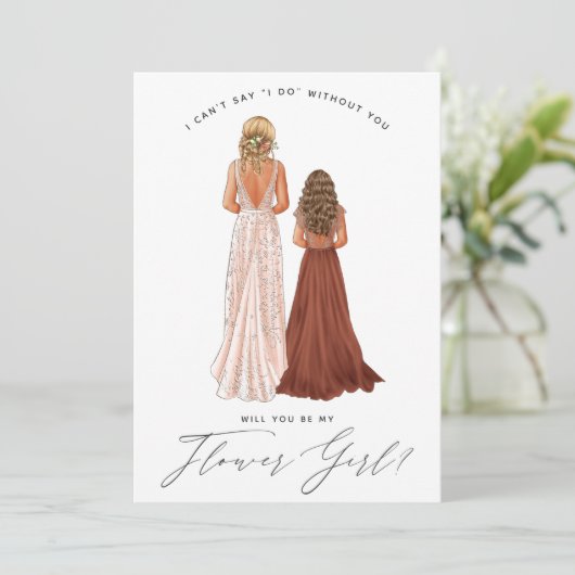 Wirst du mein Blumenmädchen sein? Invitat der Mädc Einladung (Stehend Vorderseite)