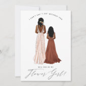 Wirst du mein Blumenmädchen sein? Mädchen in Gowns Einladung (Vorderseite)