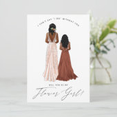 Wirst du mein Blumenmädchen sein? Mädchen in Gowns Einladung (Stehend Vorderseite)