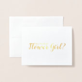 Wirst du mein Blumenmädchen sein? Modern Script Go Folienkarte (Vorderseite mit Umschlag)