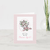 Wirst du mein Blumenmädchen sein? Pink Bouquet Karte (Vorderseite)