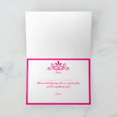 Wirst du mein Blumenmädchen sein? Pink Tiara Card Einladung (Innenseite)