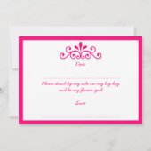 Wirst du mein Blumenmädchen sein? Pink Tiara Card Einladung (Rückseite)