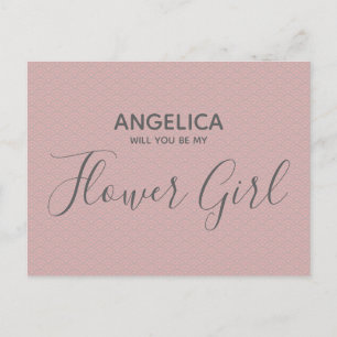 Wirst du mein Blumenmädchen sein Pretty Pink Patte Einladungspostkarte