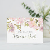 Wirst du mein Blumenmädchen sein, rosa, blaue Magn (Stehend Vorderseite)