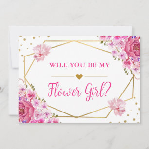 Wirst du mein Blumenmädchen sein? Rosenhochzeit Einladung