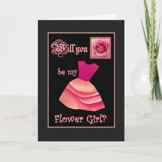 Wirst du mein Blumenmädchen sein? Rotes Kleid Einladung