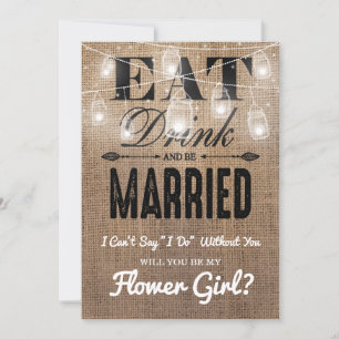 Wirst du mein Blumenmädchen sein? Rustikale Brid Einladung