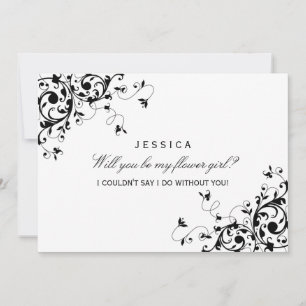 Wirst du mein Blumenmädchen sein? Schwarz-Weiß-Wir Einladung