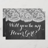 Wirst du mein Blumenmädchen sein? Tafel und Tafel Einladung (Vorne/Hinten)