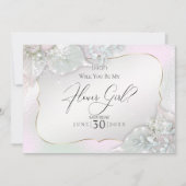 Wirst du mein Blumenmädchen sein, wispy Pink Shimm Einladung (Vorderseite)