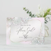 Wirst du mein Blumenmädchen sein, wispy Pink Shimm Einladung (Stehend Vorderseite)