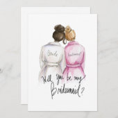 Wirst du mein BM sein? Dk Br Bun Bride Dk Bl Bun H Dankeskarte (Vorne/Hinten)