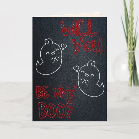 Wirst du mein Boo sein? Funny Glitzer Valentine Ca Karte (Vorderseite)