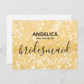 Wirst du mein bräunlicher goldener Glitzer funkeln Einladungspostkarte (Vorne/Hinten)