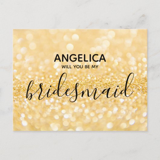 Wirst du mein bräunlicher goldener Glitzer funkeln Einladungspostkarte (Vorderseite)