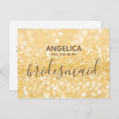 Wirst du mein bräunlicher goldener Glitzer funkeln Einladungspostkarte (Vorne/Hinten)