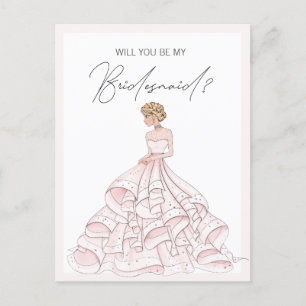 Wirst du mein Bridesmädchen sein, rosa Glitzer? Einladungspostkarte