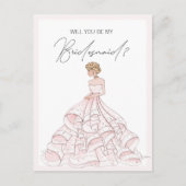 Wirst du mein Bridesmädchen sein, rosa Glitzer? Einladungspostkarte (Vorderseite)