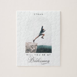 Wirst du mein Bridesman sein? Minimale Foto Modern Puzzle