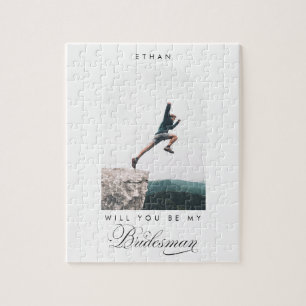 Wirst du mein Bridesman sein? Minimale Foto Modern Puzzle