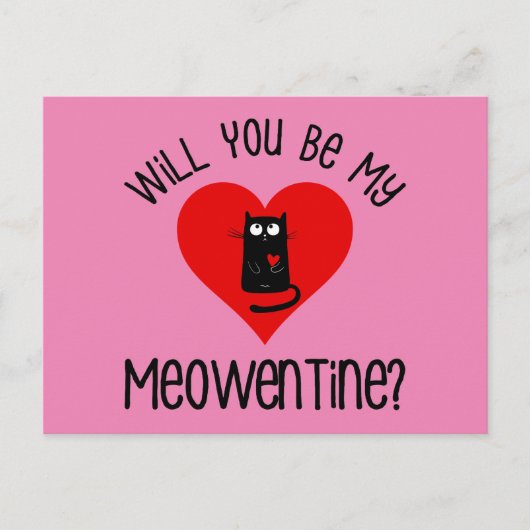 Wirst du mein Meowentin sein? Valentinstag Postkarte (Vorderseite)