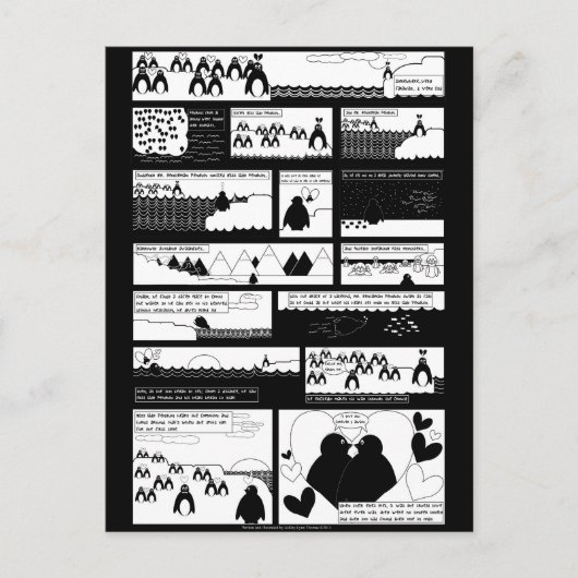 Wirst du mein Pinguin sein? Black BG Postkarte (Vorderseite)