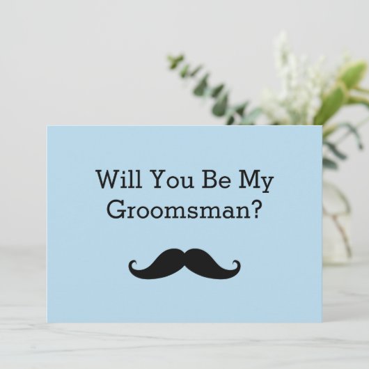 Wirst du mein Trauzeuge Black Mustache sein? Einladung (Stehend Vorderseite)