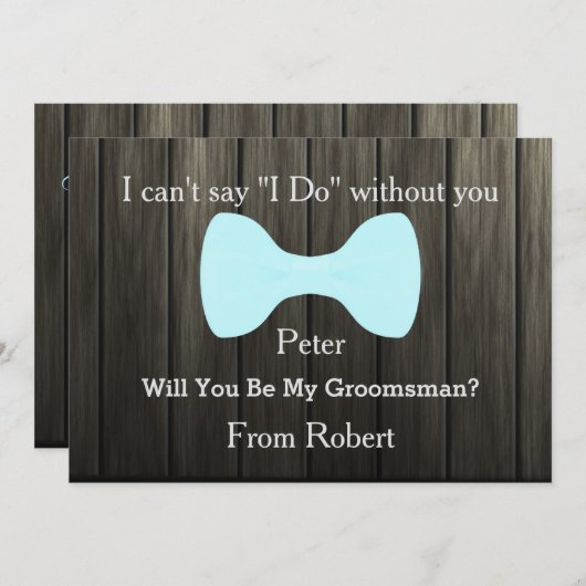 Wirst du mein Trauzeuge Bow Wooden sein? Einladung (Vorne/Hinten)