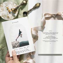 Wirst du mein Trauzeuge Minimal Foto Moderne Bogen